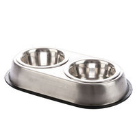 Grreat Choice® Double Dog Feeder size: 1.7 Pt, Silver