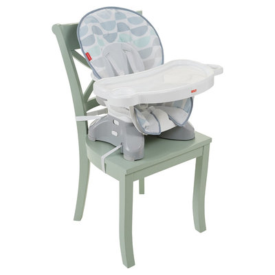 Fisher-Price Space Saver Highchair - Crescent Bliss, Light Grey Teal White