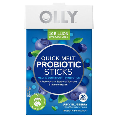 Olly Quickmelt Probiotic Sticks Juicy Blueberry 30 Count