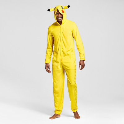 Men's Pokemon Union suit Yellow- XL, Yellow