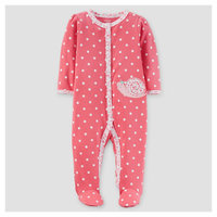 Baby Girls' Cotton Sleep N Play Dot/Snail Coral 3M - Just One You Made by Carter's, Pink