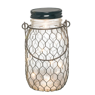 The Gerson Companies 6.9H Battery Operated Lighted Mason Jar With Black Wire