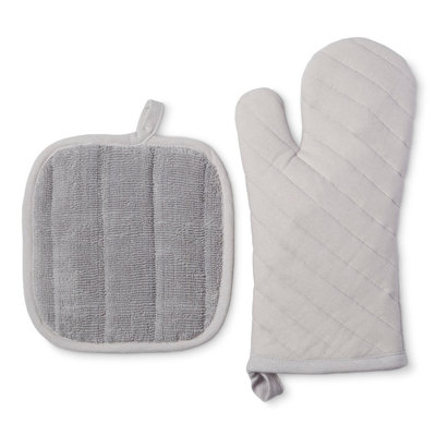 (2Pk) Silver Kitchen Textile Set - Room Essentials, Sleek Silver