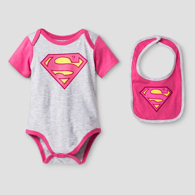 Baby Girls' Supergirl Bodysuit Sets Grey - Warner Bros. 3-6M, Gray