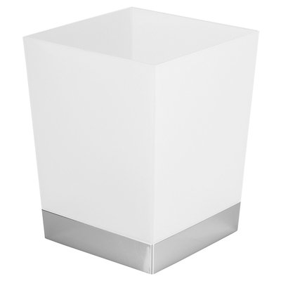 Square Bathroom Wastebasket - (Frost/Chrome (Grey)) - InterDesign