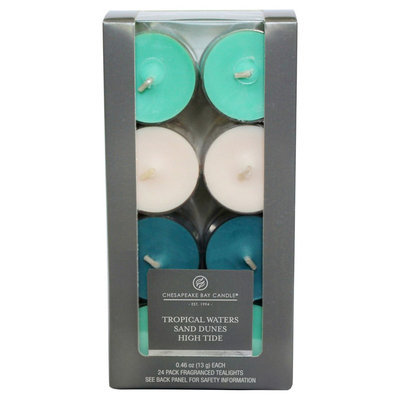 Tealight Candle Multipack - Tropical Waters - Chesapeake Bay Candle, White/Light Blue/Dark Blue