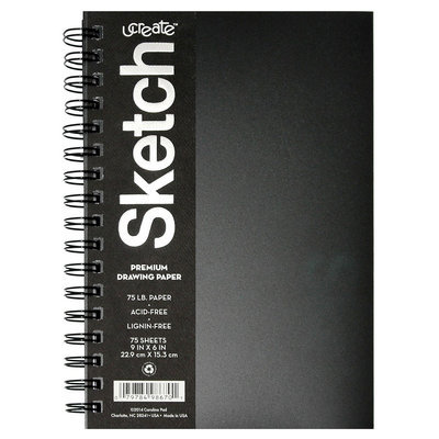 ucreate Premium Drawing Paper Sketch Pad, 75pgs - Black
