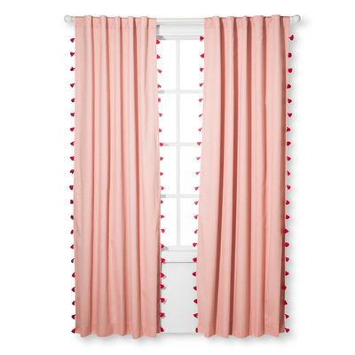 Tassel Light Blocking Window Curtain Pink (84