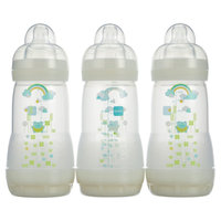 Mam Baby Bottle Set Clear, 9oz, 3ct