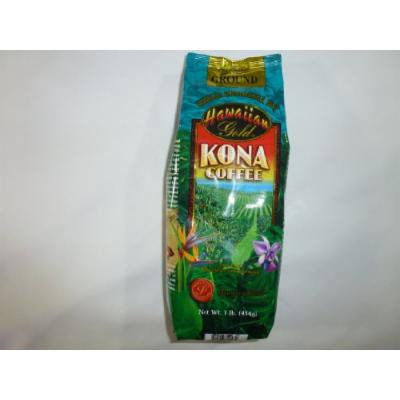 Kona Hawaiian Gold Kona Coffee, Vanilla Macadamia Nut Ground Coffee 1 Lb