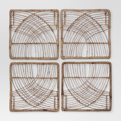 Rattan Wicker Wall Art Set (14