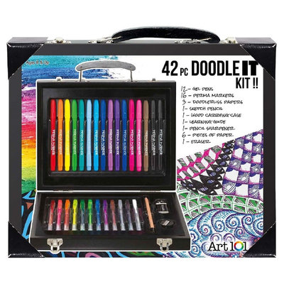 Art 101 Doodle It Wood Kit, 42pc, Multi-Colored