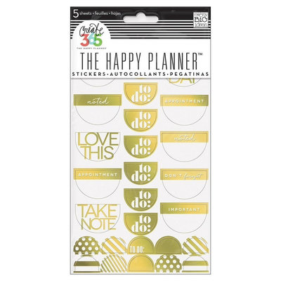 Create 365 Stickers Take Note-Gold Foil Asst Sizes, Golden Brown
