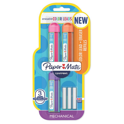 Paper-mate Paper Mate Colored Lead & Eraser Refills, .7mm, 3ct - Pink/Orange/Purple, Multi-Colored
