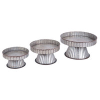 Set Of 3 Ashville Galvanized Risers - Silver - Foreside Home & Garden