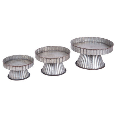 Set Of 3 Ashville Galvanized Risers - Silver - Foreside Home & Garden