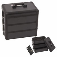 Sunrise All Black Interchangeable Stackable Tray Professional Aluminum Cosmetic Makeup Case With Dividers - E3303