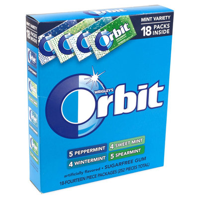 Orbit Sugar Free Mint Gum Variety, 18 Pack