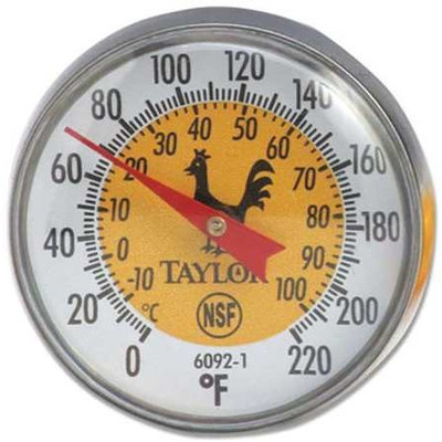 TAYLOR 6092NYL Thermometer, Yellow Coded,0 to 220F