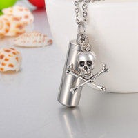 Bone Skull Cylinder Cremation Jewelry Keepsake Urn Necklace Ash Holder Key Chain
