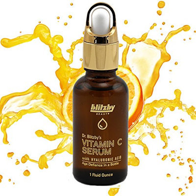 Blitzby Vitamin C Serum with Hyaluronic Acid Best Anti Aging Formula. Professional Dermatologist Recommended
