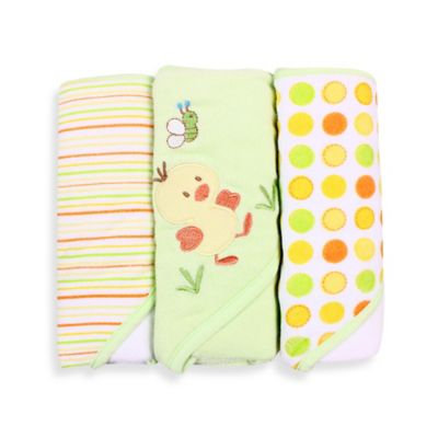 Spasilk Soft Terry Hooded Towel Set, Green Duck, 3-Count
