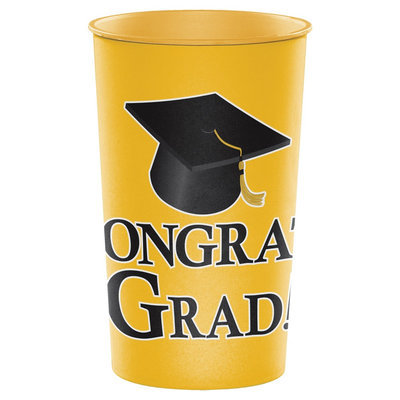Hoffmaster Group 014397 20 by 1 Count Yellow Graduation 22 oz Printed Plastic Cups - Case of 20
