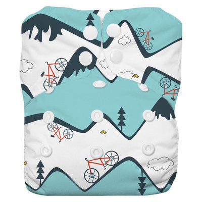 Thirsties Natural All-in-One Snap Diaper, One Size - Mountain Bike