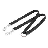 Nylon 15mm Width Walk Double Dog Dual Lobster Clasp End Pet Leash Black
