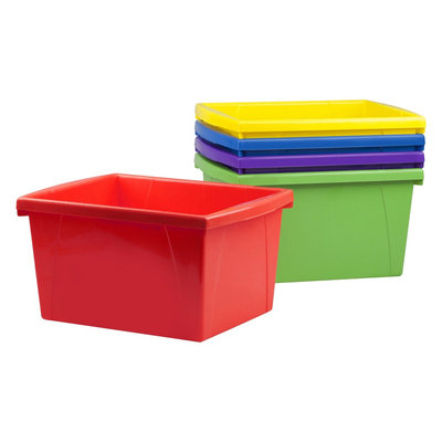 Storex Classroom Storage Bin 6ct 4 Gallon, Blue