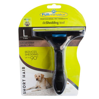 FURminator® deShedding Metallic Collection Short Hair Dog Tool size: Large, Onxy Black