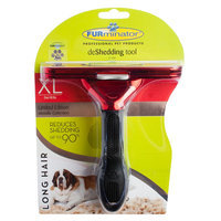 FURminator® deShedding Metallic Collection Long Hair Dog Tool, Red