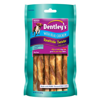 Dentley's® Rawhide Twists Medium Dog Treat - Chicken size: 10 Count