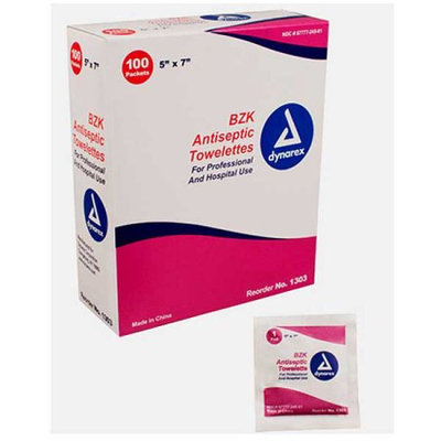 Dynarex 1331 Bzk Antiseptic Towelettes Bulk - 1000/Case