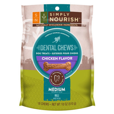 Simply Nourish, Natural Chicken Regular Dental Chew Dog Treat size: 18 Count