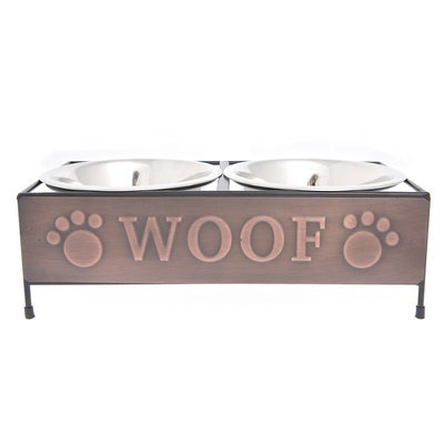 Top Paw® Steel Woof Copper Double Dog Feeder