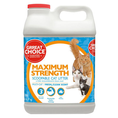 Grreat Choice® Maximun Strength Cat Litter - Scoopable, Muliti-Cat, Fresh Scent size: 20 Lb