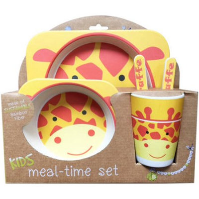 Nandog Pet Gear Bamboo Fiber Kids Plate Set-Giraffe