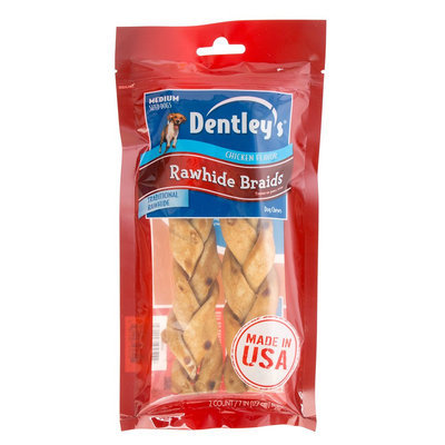Dentley's® Rawhide Braids Medium Dog Treat - Chicken size: 7 in