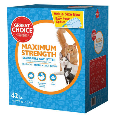 Grreat Choice® Maximun Strength Cat Litter - Scoopable, Muliti-Cat, Fresh Scent size: 42 Lb