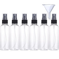 Pangda 6 x 100 ml Transparent Fine Mist Spray Bottles Travel Bottle Set and 1 Piece Funnel