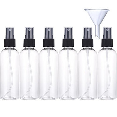 Pangda 6 x 100 ml Transparent Fine Mist Spray Bottles Travel Bottle Set and 1 Piece Funnel