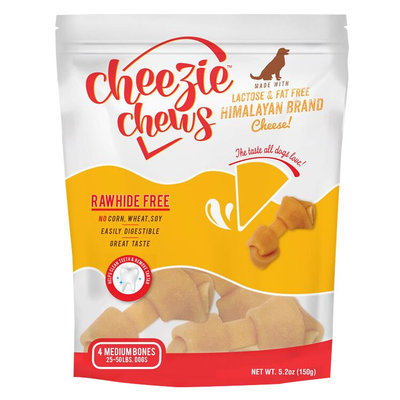 Cheezie Chews Rawhide Free Medium Dog Treat - Cheese size: 4 Count