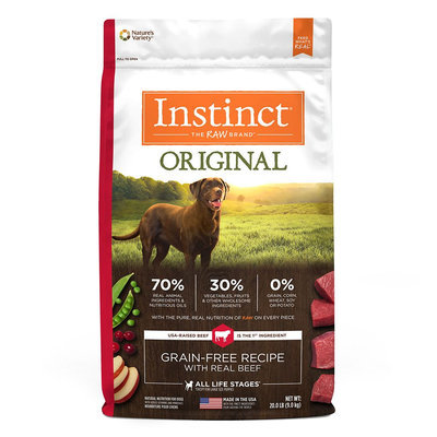 Natures Variety Instinct Nature's Variety Instinct Original Adult Dog Food - Natural, Grain Free, Raw, Beef size: 20 Lb