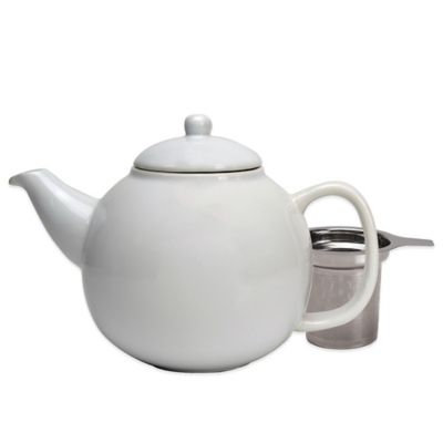 Primula Ceramic Teapot with Stainless Steel Infuser in White