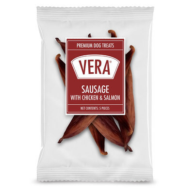 Vera Premium Sausage Links Adult Dog Treat - Chicken and Salmon size: 5 Count