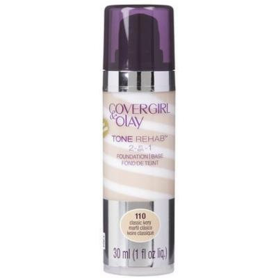 CoverGirl & Olay ToneRehab 2-in-1 Foundation, 110-Classic Ivory, 1 oz (Quantity of 3)