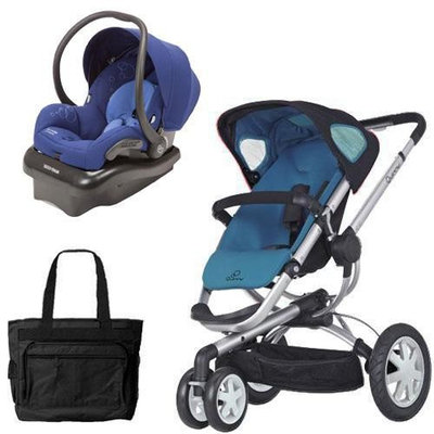 Quinny Buzz 3 Travel System in Blue Black with Diaper Bag
