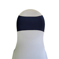 LA Linen Pk10-spandexband14X8-NavyX72 Spandex Chair Band Navy - 8 x 14 in. - Pack of 10