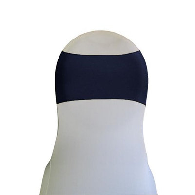 LA Linen Pk10-spandexband14X8-NavyX72 Spandex Chair Band Navy - 8 x 14 in. - Pack of 10